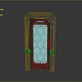 Futuristic Door Design With Blue Glowing Hexagonal Grid And Metal Frame Structure