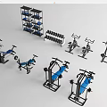 Complete Sports Equipment Set With Dumbbells Exercise Bikes Bench Press And Storage Shelf