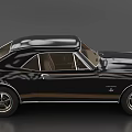 Classic Black Muscle Car Featuring Brown Accents Vintage Design And Chrome Wheels