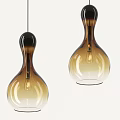 Two Brown Gradient Glass Gourd Shaped Pendant Lights on White Background 3d model