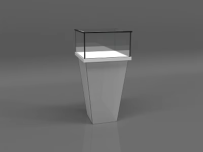 Contemporary Display Case With Transparent Glass Cover And White Conical Base 3d model
