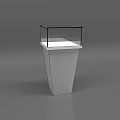Contemporary Display Case With Transparent Glass Cover And White Conical Base