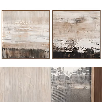 Modern Abstract Painting In Neutral Tones With Textured Brushstrokes And Minimalist Style 3d model