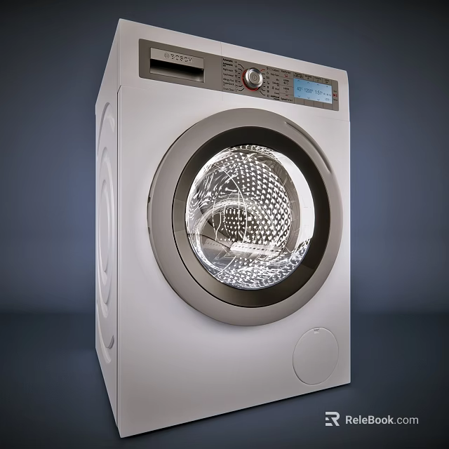 Front Loading Washing Machine with White Body Transparent Door and Modern Control Panel 3d model 