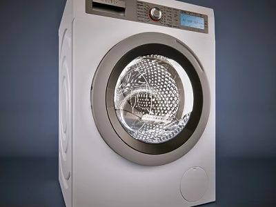 Front Loading Washing Machine with White Body Transparent Door and Modern Control Panel 3d model