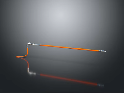 Professional Hardware Tool With Long Orange Handle And Metal Tips 3d model