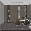 Elegant Modern Office Interior Design With Sofa Coffee Table Hanging Lights And Glass Railing