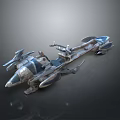 Futuristic Aerospace Spacecraft Design With Metallic Structure And Blue Silver Accents For Cosmic Exploration