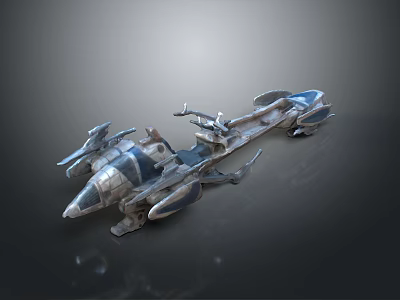 Futuristic Aerospace Spacecraft Design With Metallic Structure And Blue Silver Accents For Cosmic Exploration 3d model