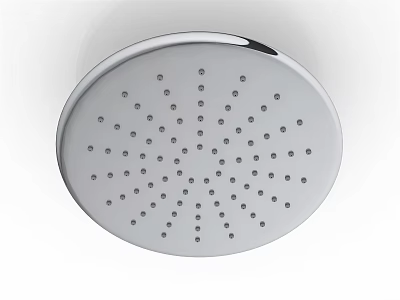 Modern Chrome Round Shower Head With Dense Spray Holes Ceiling Mounted Design 3d model
