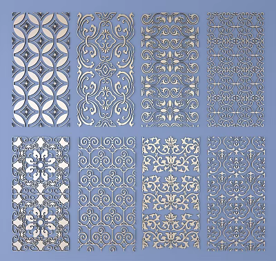 Various Intricate Carved Patterns With Decorative Designs And Ornate Details 3d model