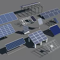 Various Solar Panel Designs With Different Mounting Structures And Layouts 3d model