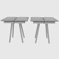 Modern Minimalist Stool With Double Light Beige Padded Seats And Wooden Legs