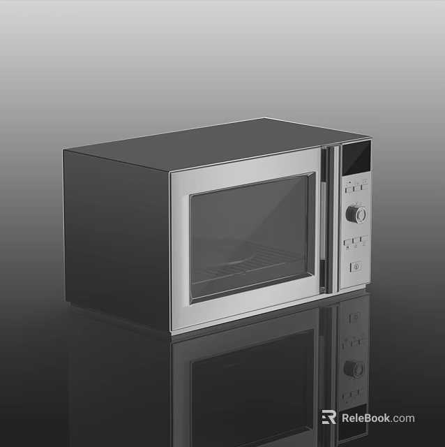 Modern Sleek Stainless Steel Microwave With Glass Door And Digital Control Panel A Practical Kitchen Appliance For Home 3d model 