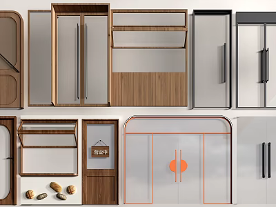 Various Modern Door Designs With Wooden Frames Glass Panels And Styles 3d model