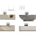 Elegant Modern Reception Desks With Wooden Concrete Marble Countertops And Monitor Displays