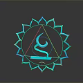 Turquoise Lighting Combination With Lotus Shaped Outer Ring Triangle And Spiral Pattern Reflection