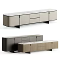 Modern TV Stand Design With Marble Top Drawers And Wooden Cabinets