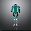 Turquoise Humanoid Robot With White Limbs Black Details And Futuristic Design