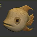 Cartoon Style Yellow Fish With Spots Orange Fins And Big Eyes Design