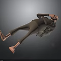 3D Character Lying On Back Wearing Dark Shirt Brown Pants And Backpack