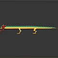 Colorful Dragon With Yellow Body Green Spine Red Head Whiskers Claws On Black Background