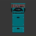 Weapon Control Console In Blue Color With Digital Screen And Control Panel Buttons