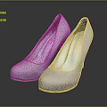 Light Purple Suede High Heel Shoes With Yellow Sole Elegant Stylish Design