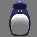 Cute Penguin Shaped Public Facility With Blue White Body Yellow Bow Tie And Feet