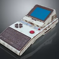 Vintage Portable Terminal Device With Blue Screen And Retro Keyboard Design