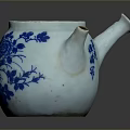 Blue And White Ceramic Teapot With Intricate Floral Patterns For Daily Household Use