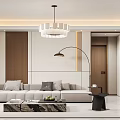 Modern Duplex Living Room Interior With TV Wall Chandelier And Coffee Table Decor