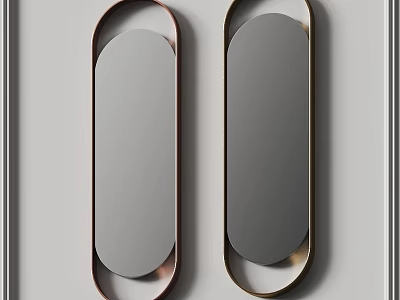 Two Oval Shaped Modern Mirrors With Metal Frames For Home Wall Decor 3d model