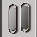 Two Oval Shaped Modern Mirrors With Metal Frames For Home Wall Decor 3d model