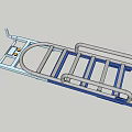Blue And Silver Medical Transfer Stretcher With Metal Frame And Handrails