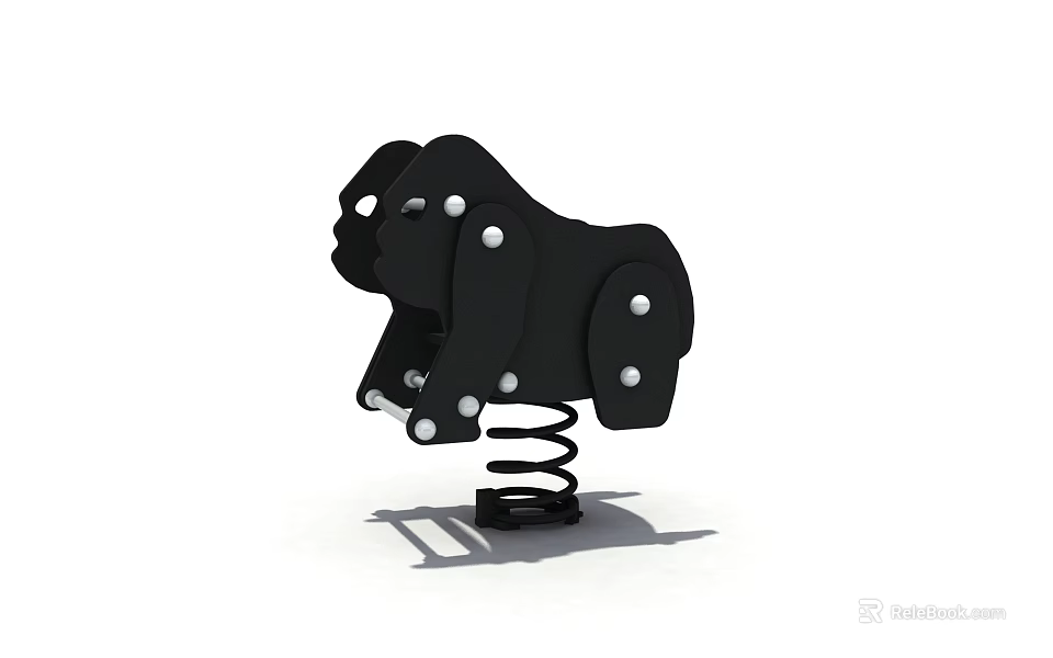 Black Gorilla Shaped Building Block Model with Spring Base for Kids 3d model 
