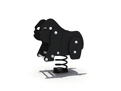 Black Gorilla Shaped Building Block Model with Spring Base for Kids 3d model
