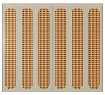 Classic Wardrobe Doors With Six Panel Checkered Pattern And Light Frame Design 3d model