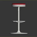 Modern Bar Stool with Red Padded Seat and Silver Metal Frame