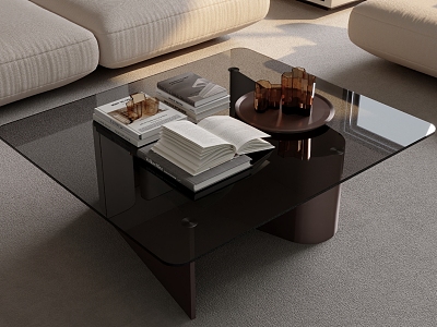 Modern minimalist glass coffee table book decoration combination model