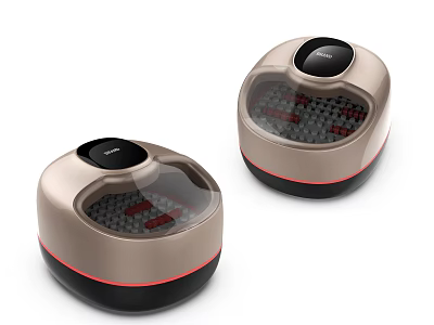 Two RENO Golden Beige Foot Massagers With Red Heating Elements And Modern Design 3d model