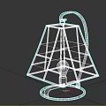 Decorative Lantern Furniture with Stained Glass Panels Geometric Design Metal Frame Handle and Base
