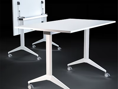 Modern White Table and Chair Set with Rolling Wheels for Office Interior 3d model