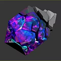 Abstract Geometric Sculpture With Colorful Iridescent Transparent Sections And Silver Metallic Surface