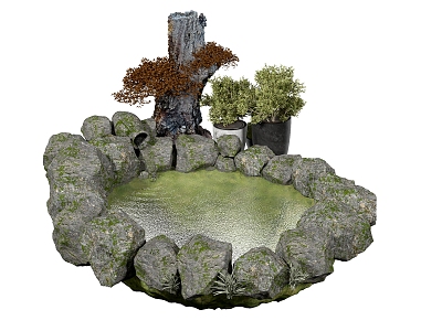 modern pool outdoor pool water feature 3d model