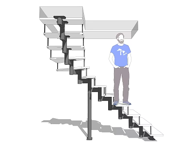 Modern Spiral Staircase With Black Structure And Glass Steps Interior Design 3d model