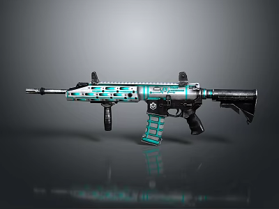 Sleek Modern Teal And Black Rifle With Tactical Design And Metallic Parts 3d model