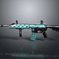 Sleek Modern Teal And Black Rifle With Tactical Design And Metallic Parts