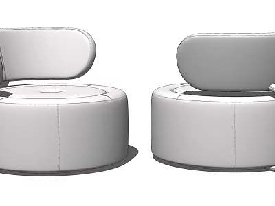 Modern Single Sofa Design With Round Seat And Smooth Leather Upholstery 3d model