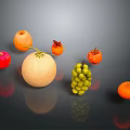 Fresh Colorful Fruit Variety Display With Honeydew Grapes Pomegranates Oranges And Apples